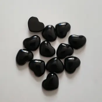 2020 módne 15x18mm prírodný kameň čierny agates quartz tvar srdca CABOCHON korálky pre šperky, takže veľkoobchod 30pcs/veľa zadarmo