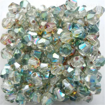 Isywaka Predaj Bielej Farby 4 mm 100ks Bicone Rakúsko Crystal Korálky kúzlo Sklenené Korálky Voľné Dištančné Guľôčok pre DIY Šperky Robiť