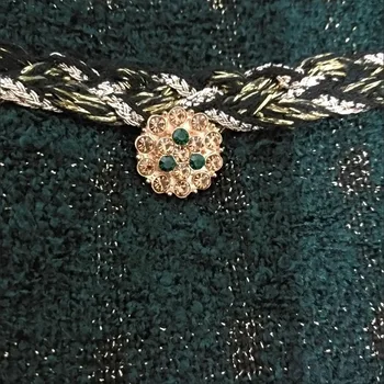 Vintage Zelený Kockovaný Tweed Ostrihané Bunda Ženy Patria Elegantné Singel Svojim Krátka Srsť Gold Line Design Dlhý Rukáv Vrchné Oblečenie