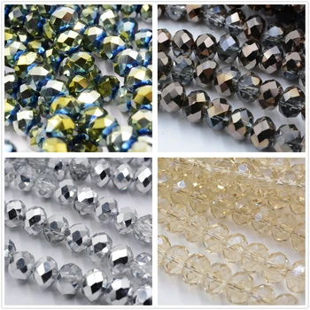 Polovica Modrý-ľahký Farebný 4 mm 6 mm 8 mm Rakúsko Crystal Perličiek Kúzlo Sklenených Perličiek Voľné Dištančné Guľôčok pre DIY Šperky Robiť