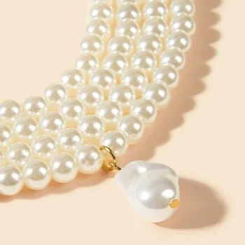 Osobnosti módy, geometrie vzoru korálkový náhrdelník Jednoduchá multi-layer pearl tvarované náhrdelník prívesok pre ženy