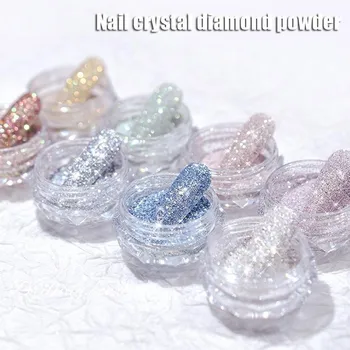 Nové Nechty Crystal Diamantový Prášok Rainbow Farbu, Lesk Lesklé Pigment Holografické Skla Micro Vŕtať Nechty Umenie Dekorácie 8 Farieb