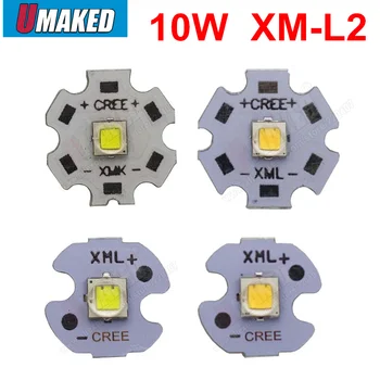 5 ks 10pcs 50pcs 10W CREE XM-L2 LED svetelný zdroj, BIELE Svetlo LED čip na 20 mm 16 mm PCB dosky