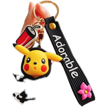 Pokémon Pikachu Keychain Dievča Roztomilé Malé Šperky Auto Prívesok Na Ozdoby Aktovka Bábika Tlačidlo Prívesky
