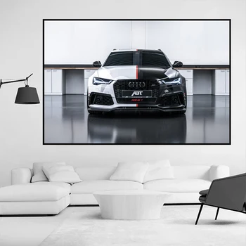 Moderné Supercar Umenie Plagátu Audis Rs6 Čierno-Biele Plátno, Maľovanie Tlač Wall Art Obraz pre Obývacia Izba, Spálňa Domova