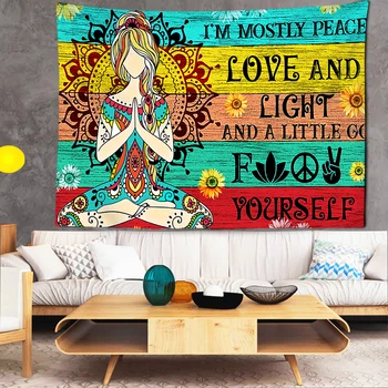 Sedem Čakier Meditujúcej Osoby, Gobelín Stene Visí Psychedelic Čiar Tém Hippie Estetika Miestnosti Domova