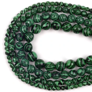 Tvárou Prírodné Syntéza Zelený Malachit Kameň Korálky Voľné Korálky Pre Šperky, Takže Diy Náhrdelník Náramok Doplnok 4 6 8 10 mm