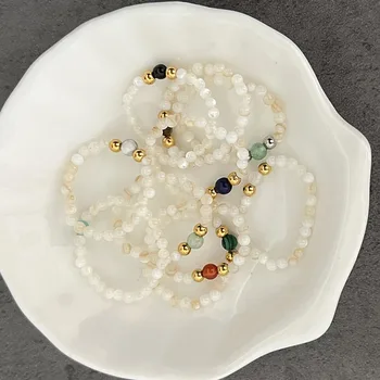 Morebetter 2 mm Shell Korálkové Prstene pre Ženy Handmade Módy Tvárny Šperky z Nerezovej Ocele, Prírodného Kameňa snubný Prsteň Strany