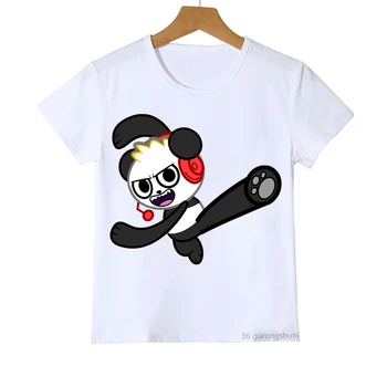 New horúce predaj detí t-košele legrační karikatúra combo panda grafické výtlačky chlapci t košele lete Harajuku girls tshirts biele topy