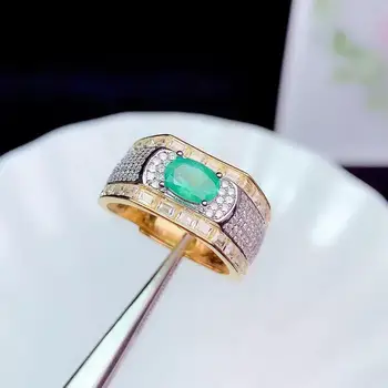 Najnovšie emerald drahokam krúžok pre silných mužov svalovej prsteň moci 925 sterling krúžok prírodný klenot 5x7mm veľkosť darček k narodeninám