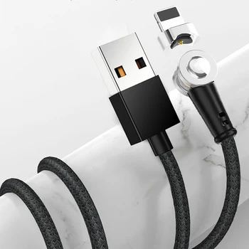 180º Otočiť Magnetické USB Kábel Magnetické Telefón Nabíjačka Pre iPhone 11 X Huawei Nabíjanie Kábel LED Micro USB Typu C Telefónny Kábel