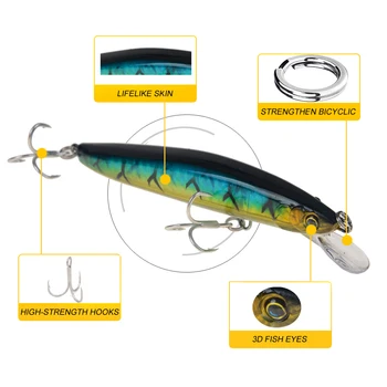 2020 Nové Minnow Rybárske lure 110 mm 13g Plávajúce Umelé Návnady Kvalitné Háčiky Šialený Wobbler Laser Tela Ryby Riešiť Pesca Basy