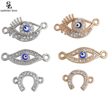 10pcs Šťastie Podkovy Blue Eye Konektor zobrazili kľúčové tlačidlá pre Náramky, Náušnice, Náhrdelník Šperky Čo DIY Crystal Prívesky Príslušenstvo