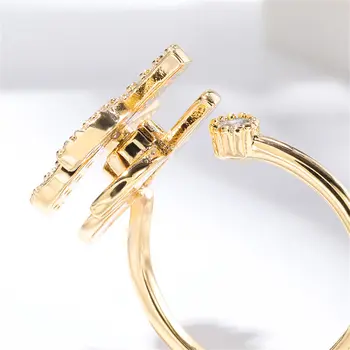 GATTVICT Osobné Dizajn Zirkón Rotujúce Zlatá Farba Slnečnice Prstene Pre Ženy Uvoľnenie Stresu Daisy Prstene, Svadobné Šperky Nové